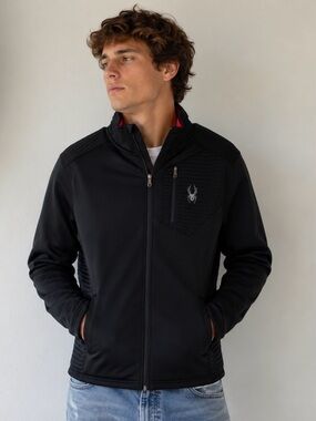Spyder Black Full-Zip Jacket, red accents men’s Large